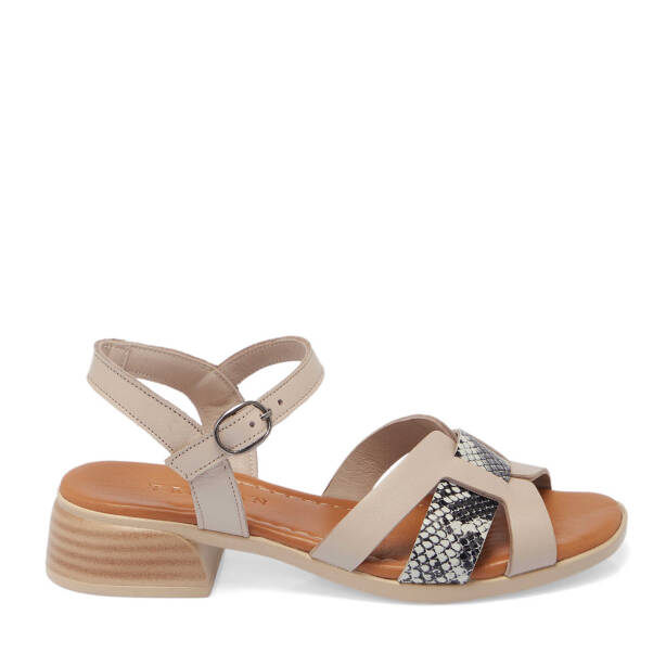 Bej Hakiki Deri Kadın Sandalet - K25Y1SN67932-Q5Q 