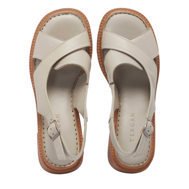 Bej Hakiki Deri Kadın Sandalet - K25Y1SN67980-Q5Q - 5