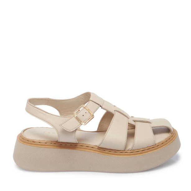 Bej Hakiki Deri Kadın Sandalet - K25Y1SN67983-A59 