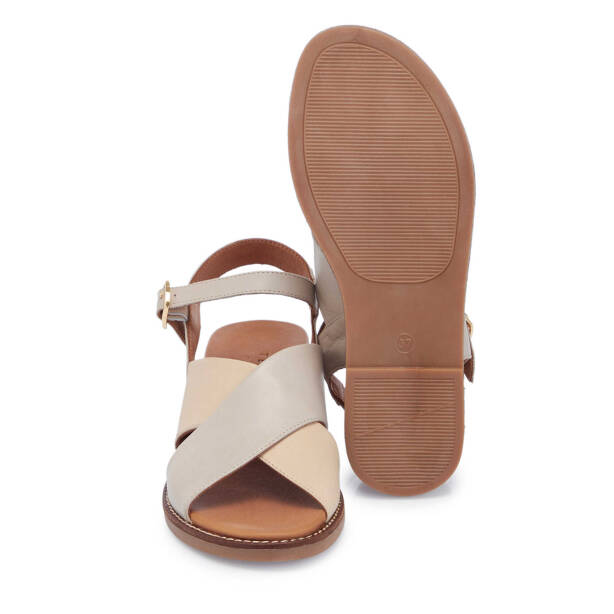 Bej Hakiki Deri Kadın Sandalet - K25Y1SN68056-A25 - 4