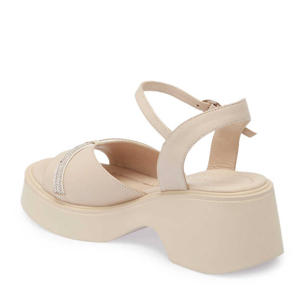 Bej Hakiki Deri Kadın Sandalet - K25Y1SN68057-A25 - 3