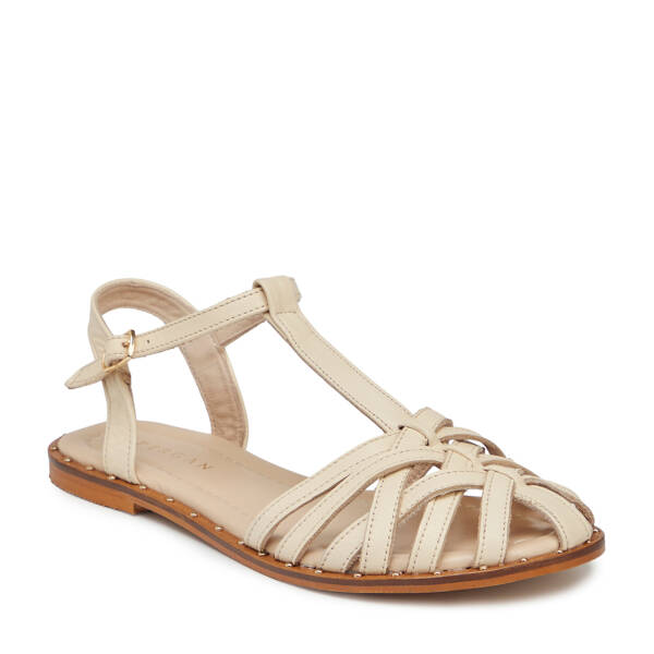 Bej Hakiki Deri Kadın Sandalet - K25Y1SN68076-A25 - 2