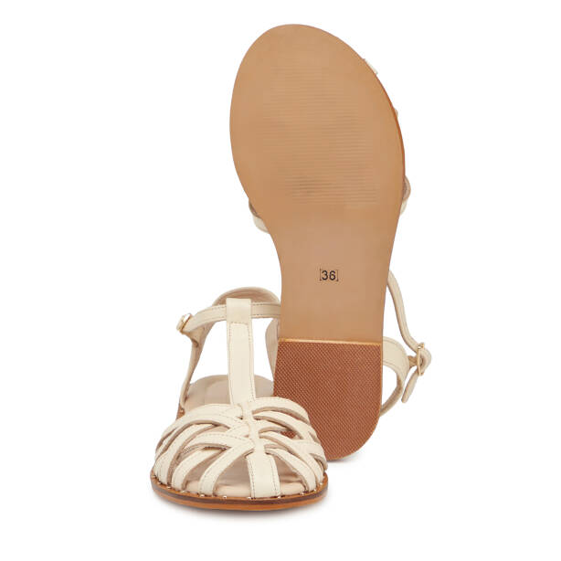 Bej Hakiki Deri Kadın Sandalet - K25Y1SN68076-A25 - 4