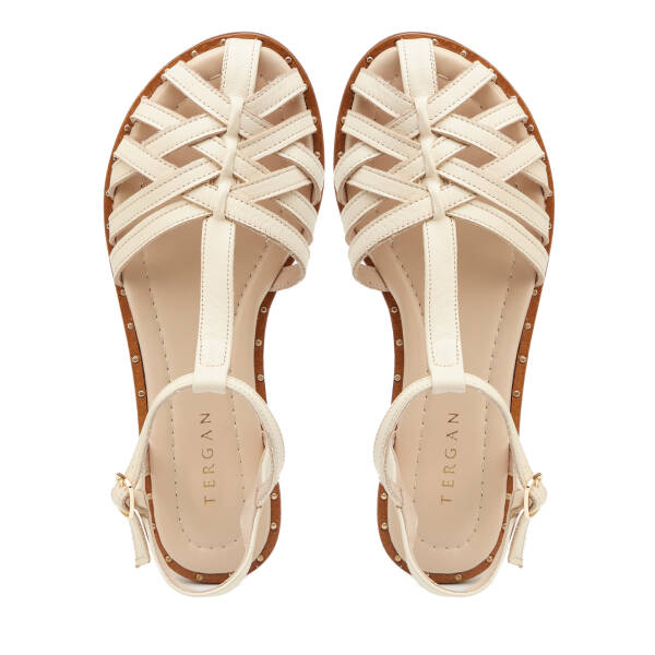 Bej Hakiki Deri Kadın Sandalet - K25Y1SN68076-A25 - 5