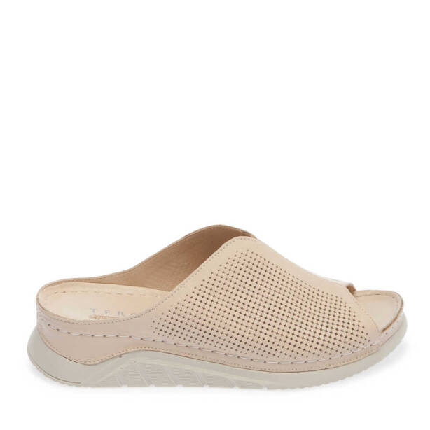 Bej Deri Kadın Terlik - K24Y1TR67088-A25 - 3