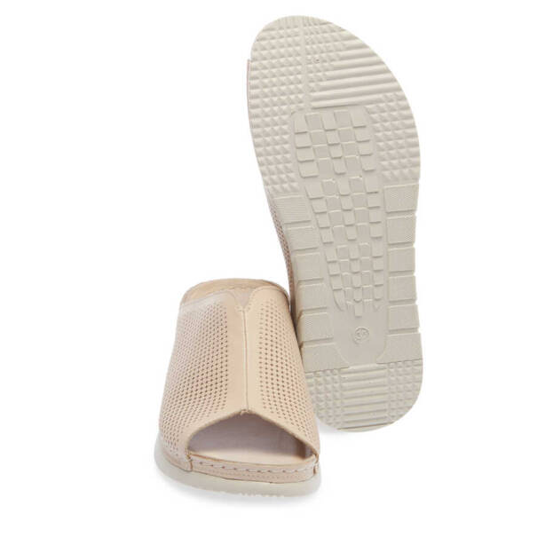 Bej Deri Kadın Terlik - K24Y1TR67088-A25 - 4