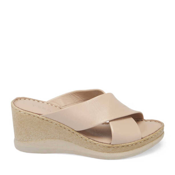 Bej Hakiki Deri Kadın Terlik - K24Y1TR67148-Q5Q - 3