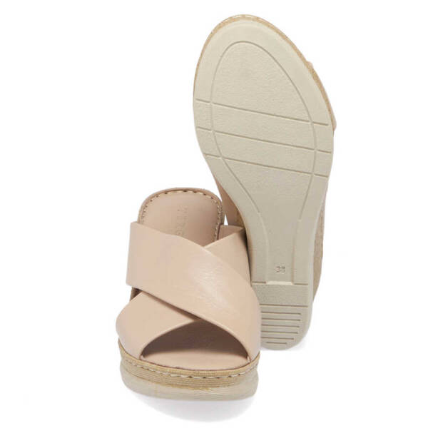 Bej Hakiki Deri Kadın Terlik - K24Y1TR67148-Q5Q - 4