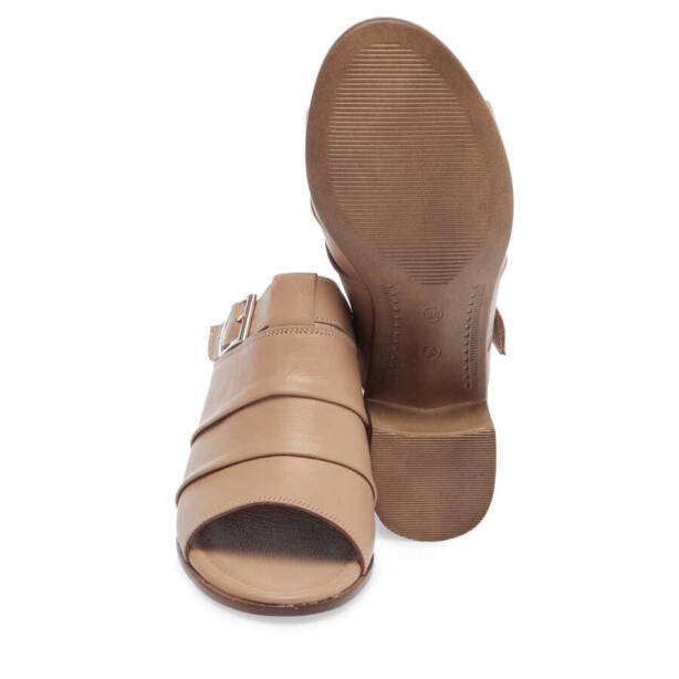 Bej Hakiki Deri Kadın Terlik - K24Y1TR67231-A25 - 4