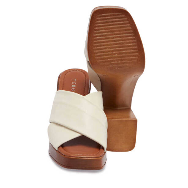 Bej Hakiki Deri Kadın Terlik - K24Y1TR67238-A25 - 4