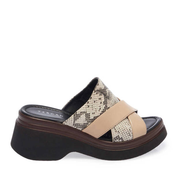 Bej Hakiki Deri Kadın Terlik - K24Y1TR67283-A25 - 1