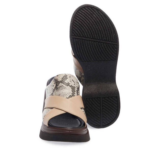 Bej Hakiki Deri Kadın Terlik - K24Y1TR67283-A25 - 4