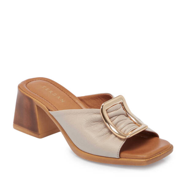 Bej Hakiki Deri Kadın Terlik - K25Y1TR67757-A59 - 2