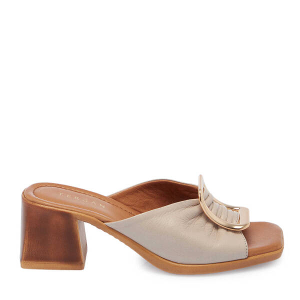 Bej Hakiki Deri Kadın Terlik - K25Y1TR67757-A59 - 1