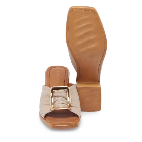 Bej Hakiki Deri Kadın Terlik - K25Y1TR67757-A59 - 4