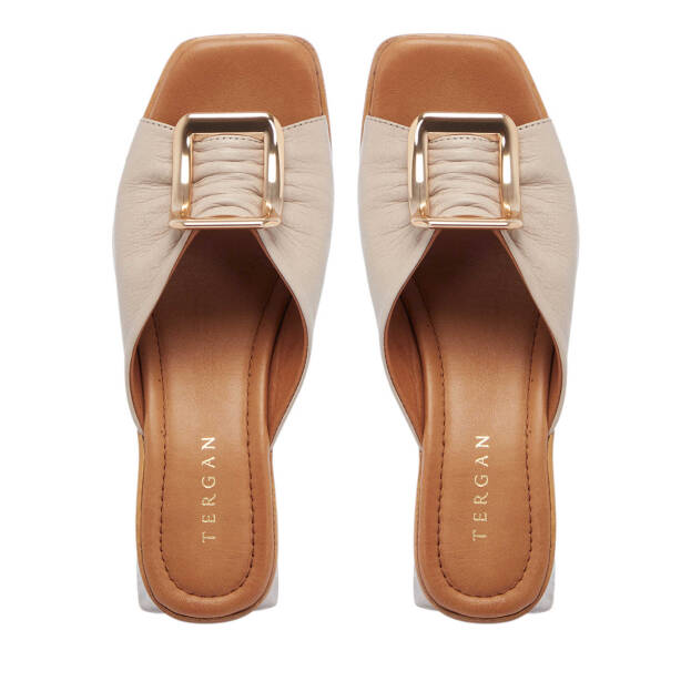 Bej Hakiki Deri Kadın Terlik - K25Y1TR67757-A59 - 5