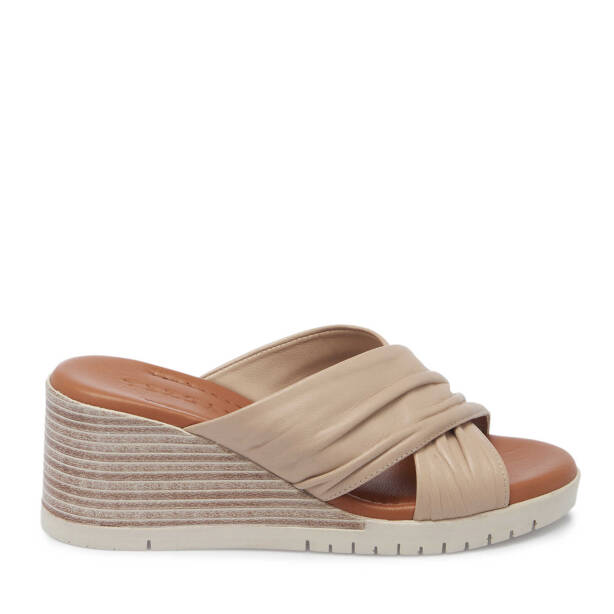 Bej Hakiki Deri Kadın Terlik - K25Y1TR67775-A25 