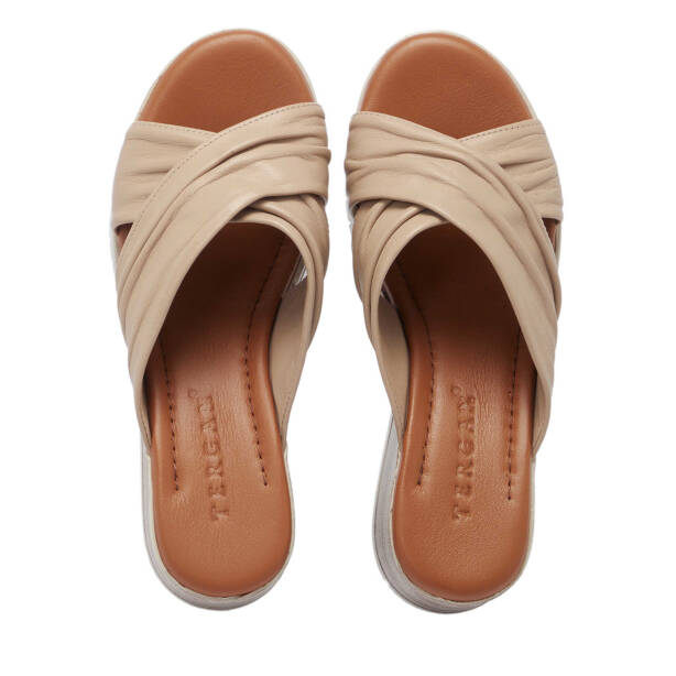 Bej Hakiki Deri Kadın Terlik - K25Y1TR67775-A25 - 5