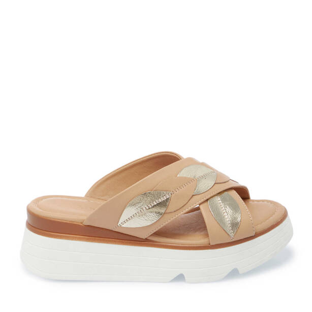 Bej Hakiki Deri Kadın Terlik - K25Y1TR67880-A25 - 1