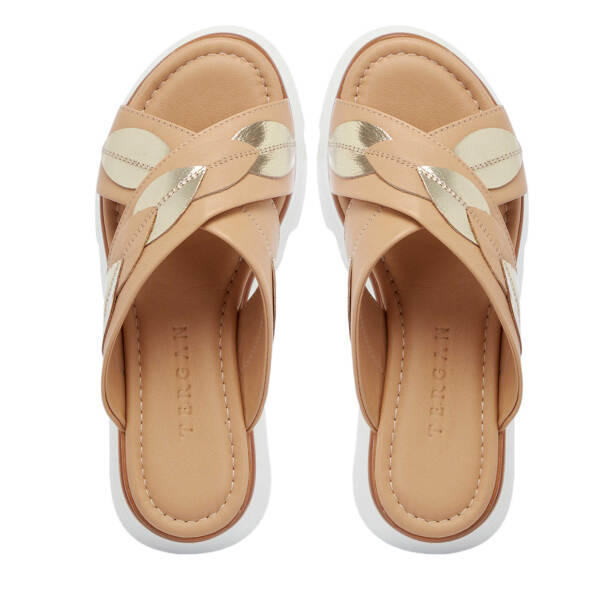 Bej Hakiki Deri Kadın Terlik - K25Y1TR67880-A25 - 5