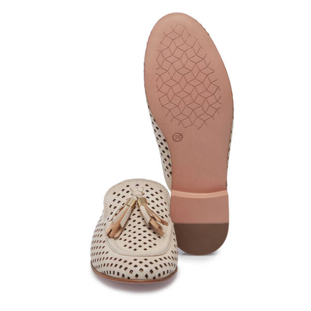 Bej Hakiki Deri Kadın Terlik - K25Y1TR67888-S5Y - 4
