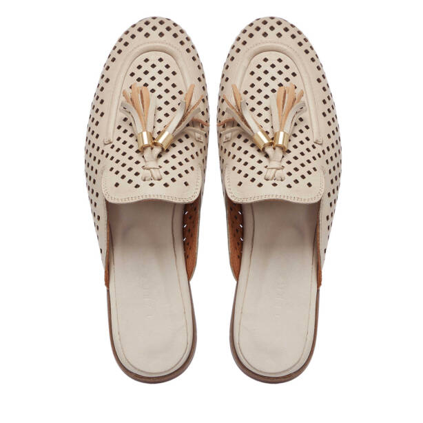 Bej Hakiki Deri Kadın Terlik - K25Y1TR67888-S5Y - 5