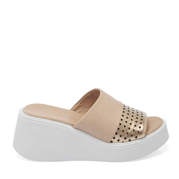 Bej Hakiki Deri Kadın Terlik - K25Y1TR67891-U6S 