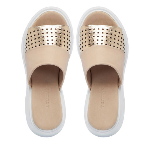 Bej Hakiki Deri Kadın Terlik - K25Y1TR67891-U6S - 5