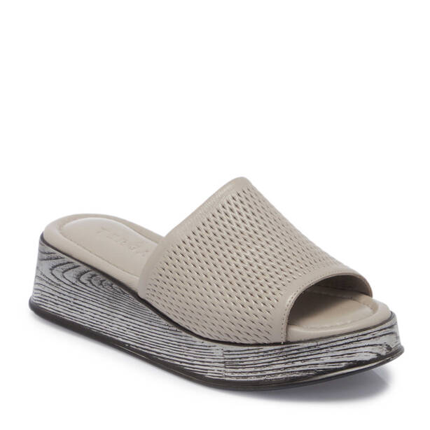 Bej Hakiki Deri Kadın Terlik - K25Y1TR67925-U6Q - 2