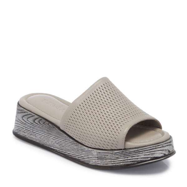 Bej Hakiki Deri Kadın Terlik - K25Y1TR67925-U6Q - 2