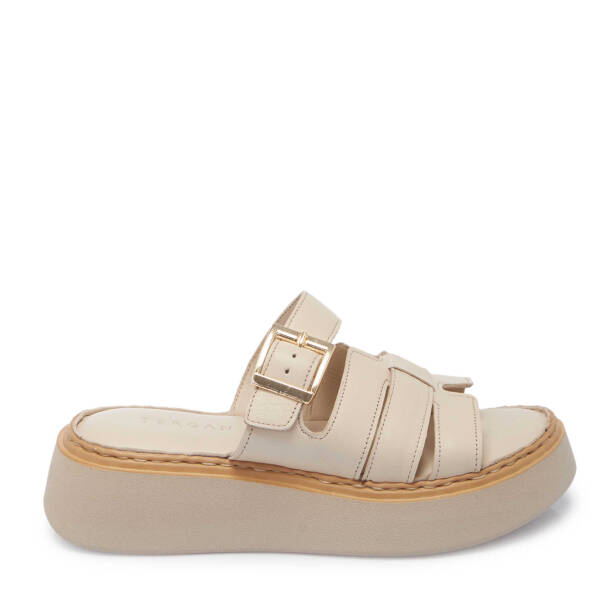 Bej Hakiki Deri Kadın Terlik - K25Y1TR67984-A59 - 3