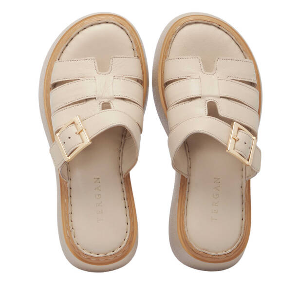 Bej Hakiki Deri Kadın Terlik - K25Y1TR67984-A59 - 5