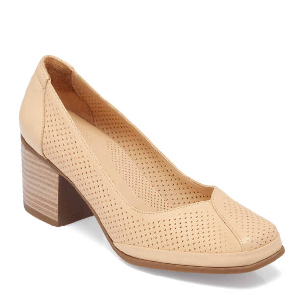 Bej Deri Kadın Topuklu Ayakkabı - K24I1AY67104-A25 - 1