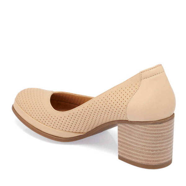 Bej Deri Kadın Topuklu Ayakkabı - K24I1AY67104-A25 - 2