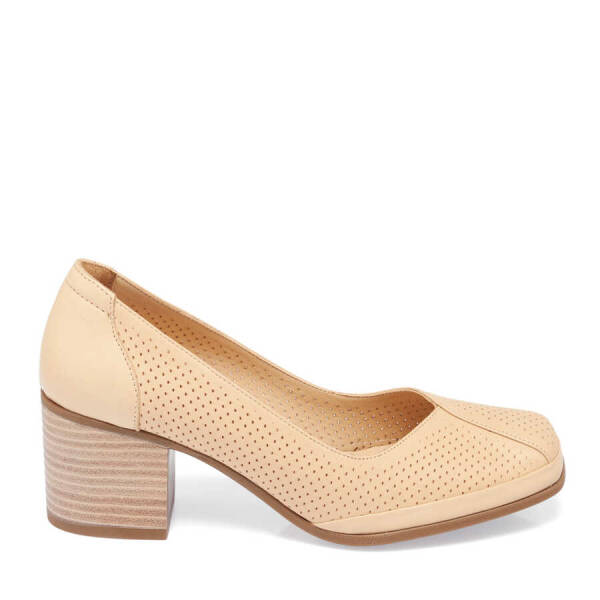 Bej Deri Kadın Topuklu Ayakkabı - K24I1AY67104-A25 - 3