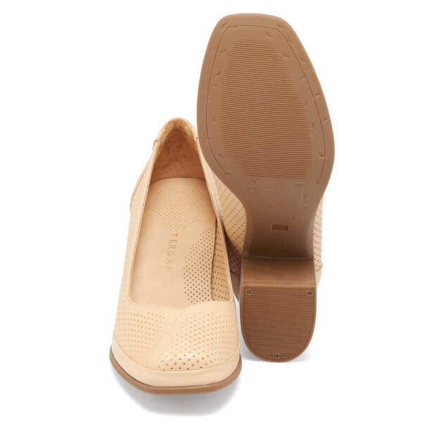 Bej Deri Kadın Topuklu Ayakkabı - K24I1AY67104-A25 - 4