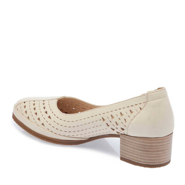 Bej Deri Kadın Topuklu Ayakkabı - K24I1AY67106-A25 - 2