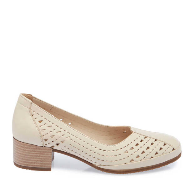 Bej Deri Kadın Topuklu Ayakkabı - K24I1AY67106-A25 - 3