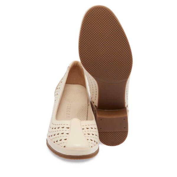 Bej Deri Kadın Topuklu Ayakkabı - K24I1AY67106-A25 - 4