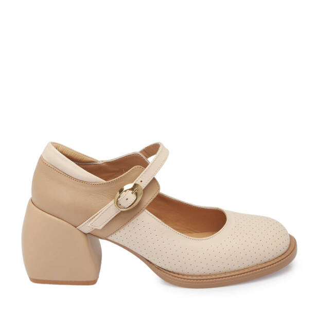 Bej Deri Kadın Topuklu Ayakkabı - K24I1AY67291-A25 - 3