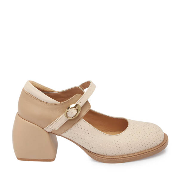 Bej Deri Kadın Topuklu Ayakkabı - K24I1AY67291-A25 - 3