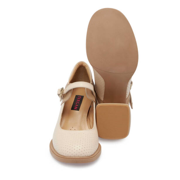 Bej Deri Kadın Topuklu Ayakkabı - K24I1AY67291-A25 - 4