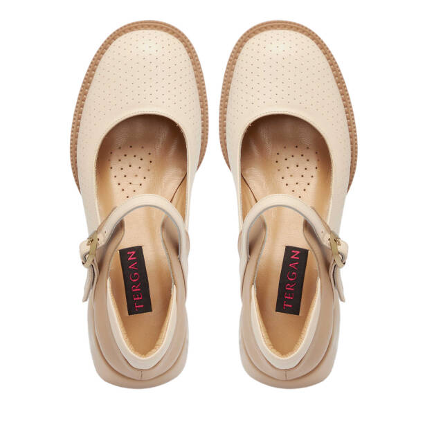 Bej Deri Kadın Topuklu Ayakkabı - K24I1AY67291-A25 - 5