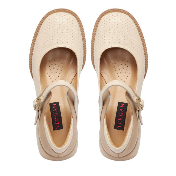 Bej Deri Kadın Topuklu Ayakkabı - K24I1AY67291-A25 - 5