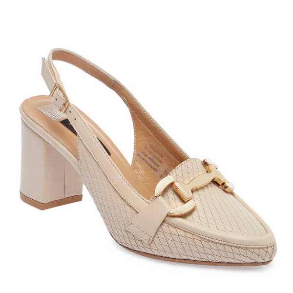 Bej Deri Kadın Topuklu Ayakkabı - K24I1AY67293-Q5V - 1