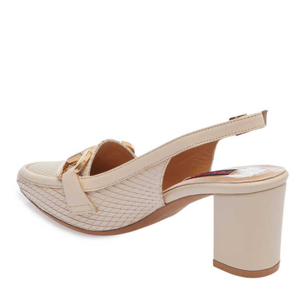 Bej Deri Kadın Topuklu Ayakkabı - K24I1AY67293-Q5V - 2