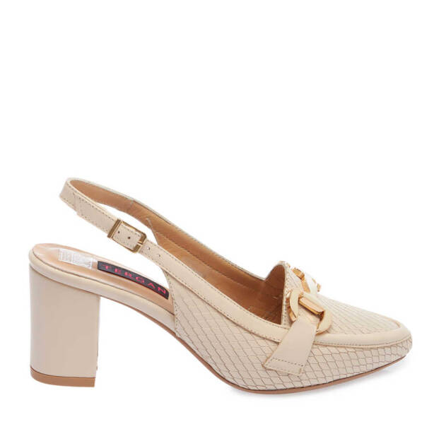 Bej Deri Kadın Topuklu Ayakkabı - K24I1AY67293-Q5V - 3