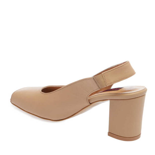 Bej Deri Kadın Topuklu Ayakkabı - K24I1AY67294-S2S - 2