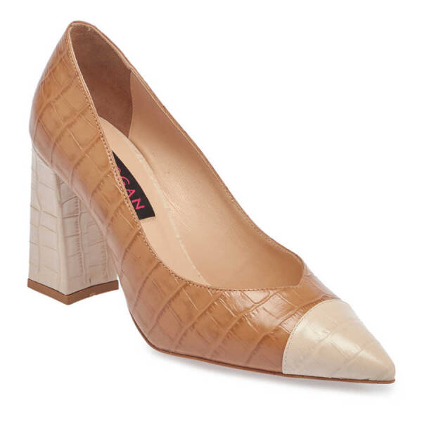 Bej Hakiki Deri Kadın Topuklu Ayakkabı - K24I1AY67375-T6P - 2