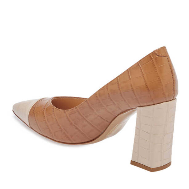 Bej Hakiki Deri Kadın Topuklu Ayakkabı - K24I1AY67375-T6P - 3